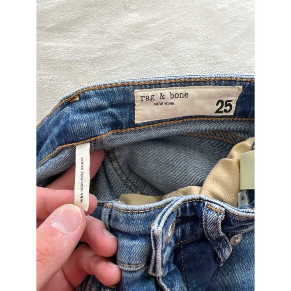 Rag & Bone Jeans Nina High Rise Skinny Leg Blue Exmoor Women’s 25 Capsule Staple - Picture 7 of 9